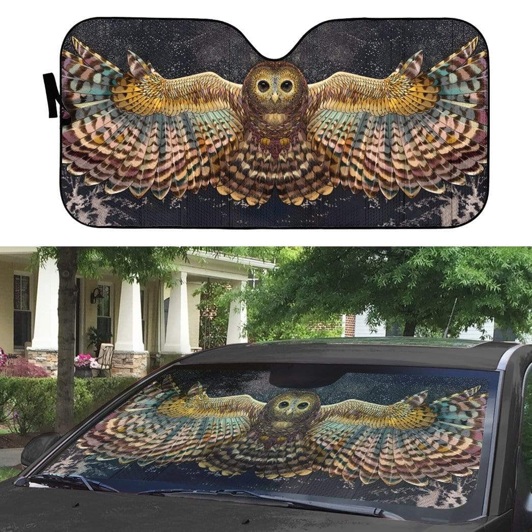 Gearhumans 3D HippiElvis Presleye Owl Custom Car Auto Sunshade