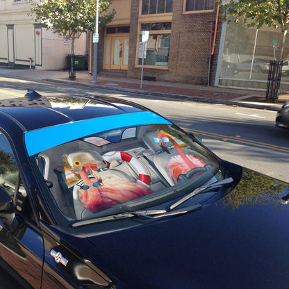 Gearhumans 3D Holiday Summer Flamingo Couple Custom Car Auto Sunshade