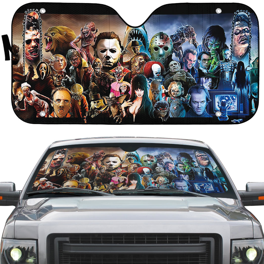Gearhumans 3D Holiday Summer Flamingo Couple Custom Car Auto Sunshade