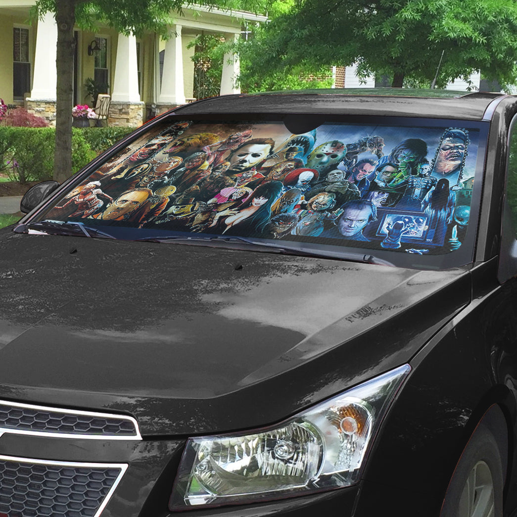 Gearhumans 3D Holiday Summer Flamingo Couple Custom Car Auto Sunshade
