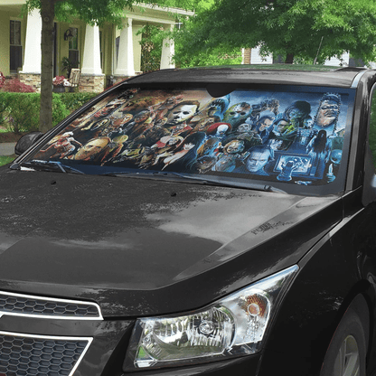 Gearhumans 3D Holiday Summer Flamingo Couple Custom Car Auto Sunshade