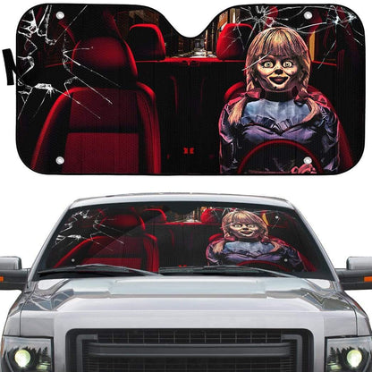 Gearhumans 3D Horror Annabelle Custom Car Auto Sunshade