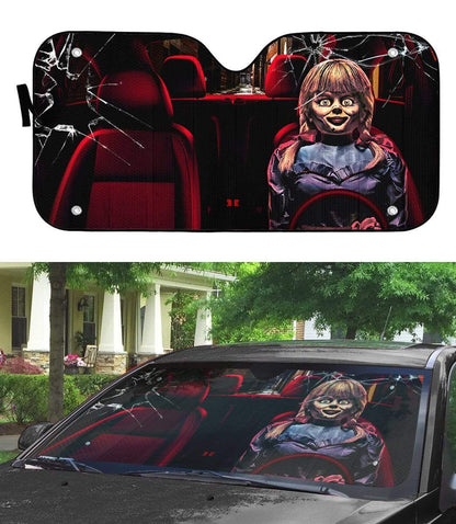 Gearhumans 3D Horror Annabelle Custom Car Auto Sunshade