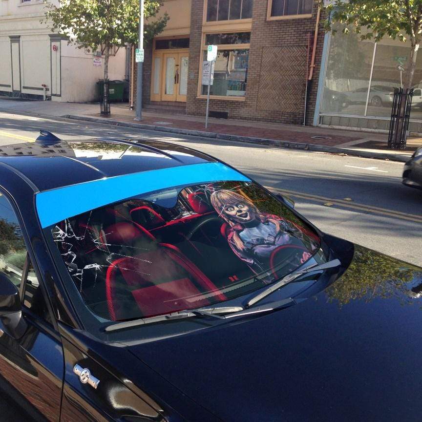 Gearhumans 3D Horror Annabelle Custom Car Auto Sunshade