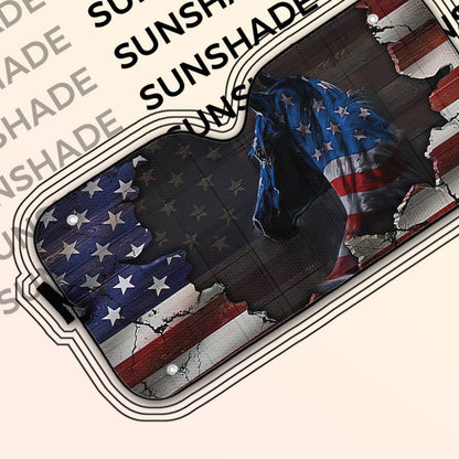 Gearhumans 3D Horse American Flag Custom Car Auto Sunshade