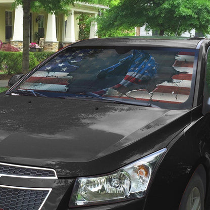 Gearhumans 3D Horse American Flag Custom Car Auto Sunshade