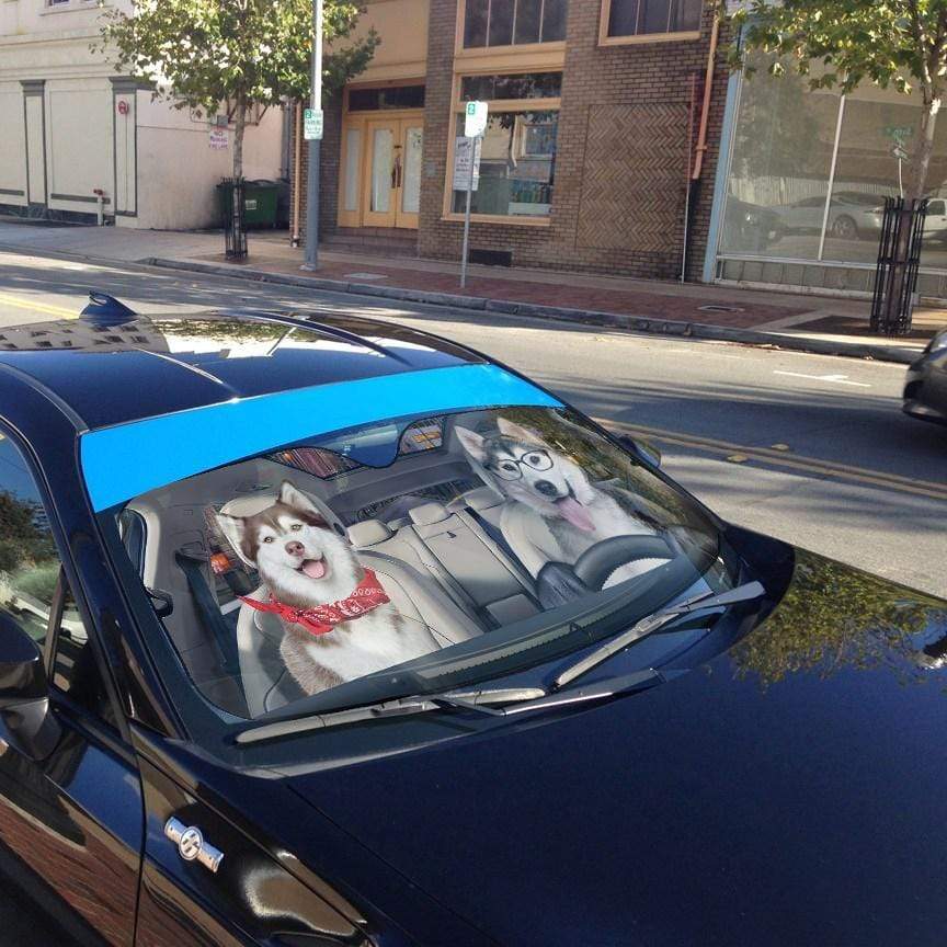 Gearhumans 3D Husky Dog Custom Car Auto Sunshade