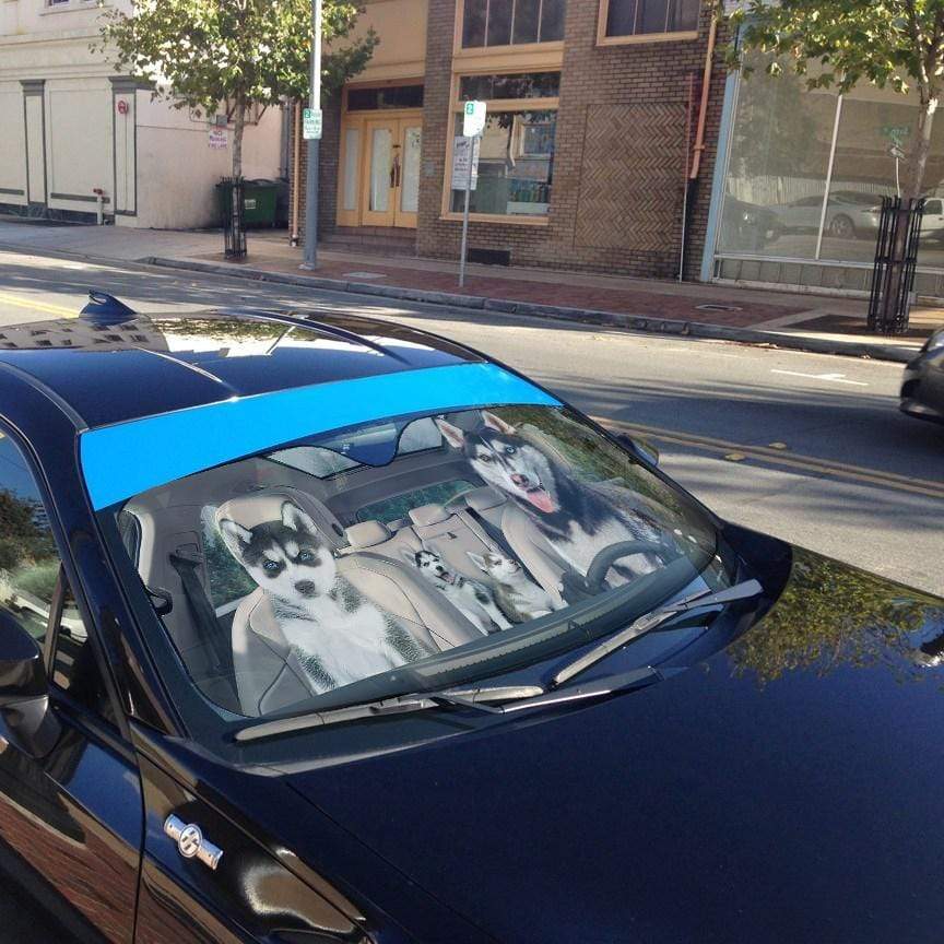 Gearhumans 3D Husky Puppies Custom Car Auto Sunshade