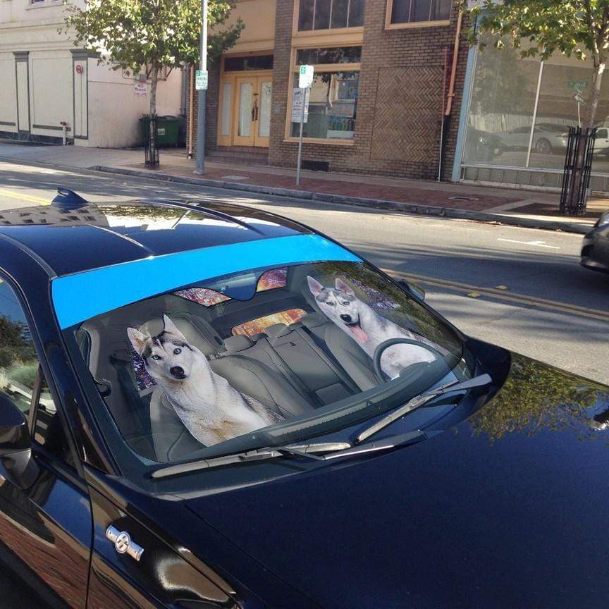 Gearhumans 3D Husky Puppies Grow up Custom Car Auto Sunshade