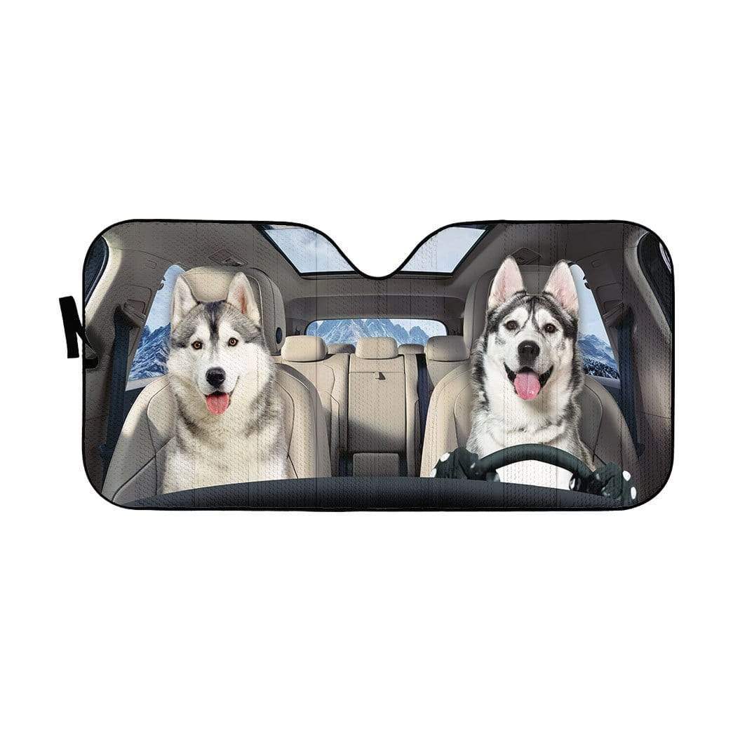 Gearhumans 3D Husky Puppies Grow up Custom Car Auto Sunshade
