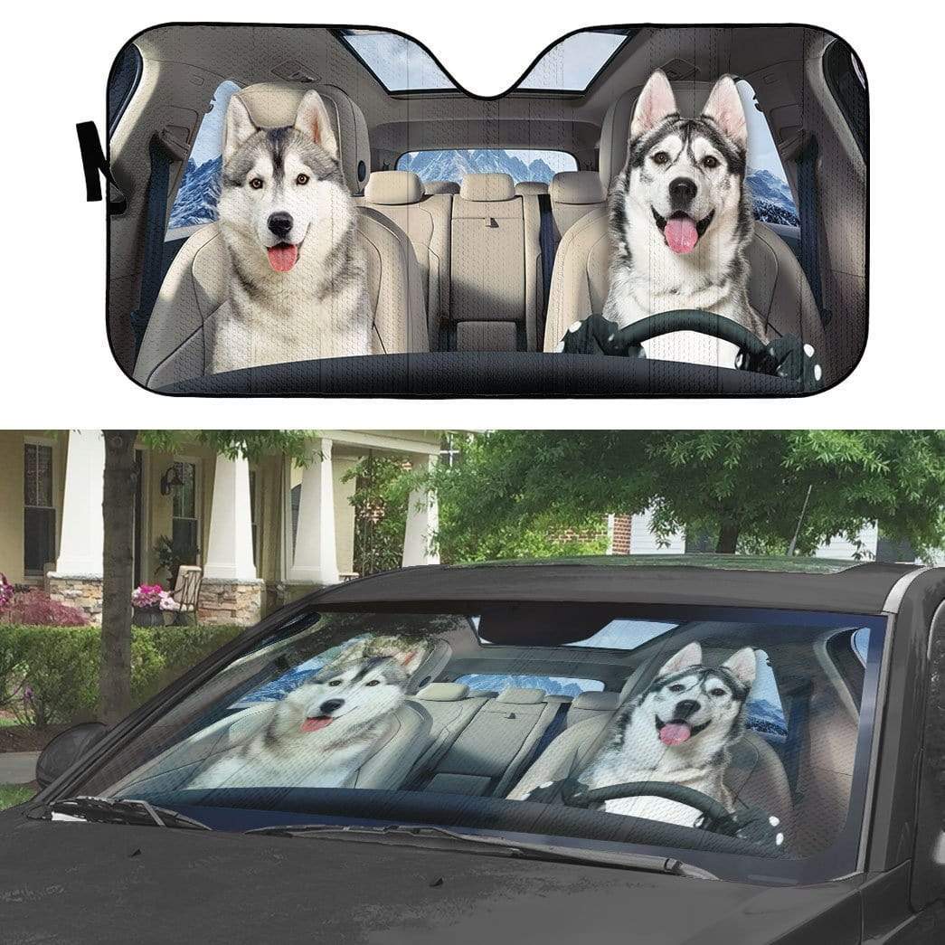 Gearhumans 3D Husky Puppies Grow up Custom Car Auto Sunshade