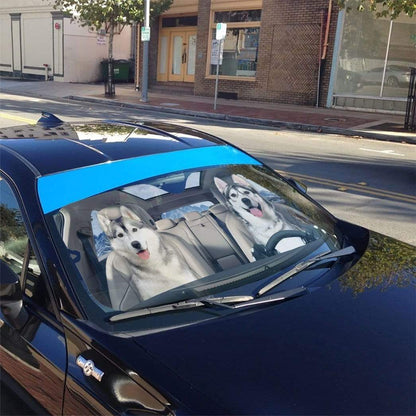 Gearhumans 3D Husky Puppies Grow up Custom Car Auto Sunshade