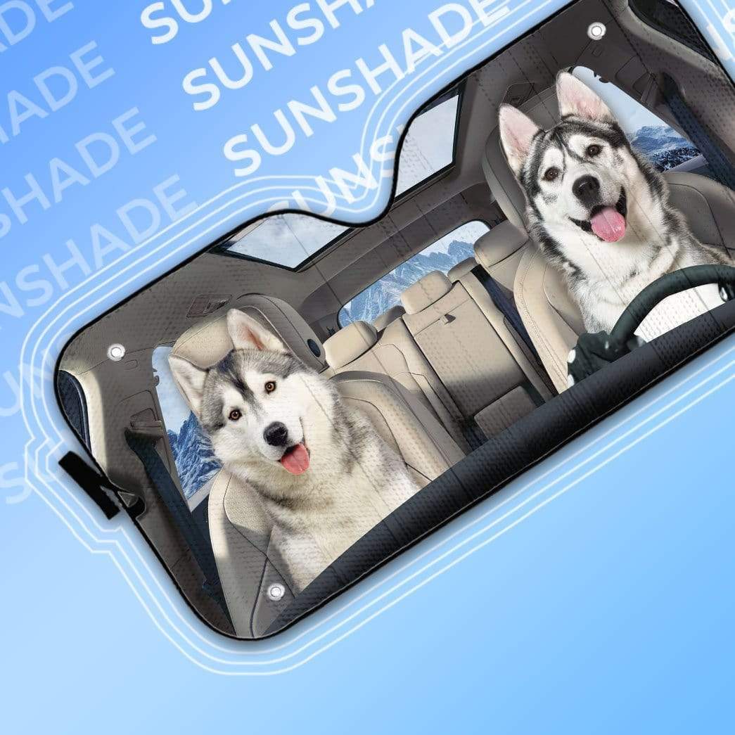Gearhumans 3D Husky Puppies Grow up Custom Car Auto Sunshade