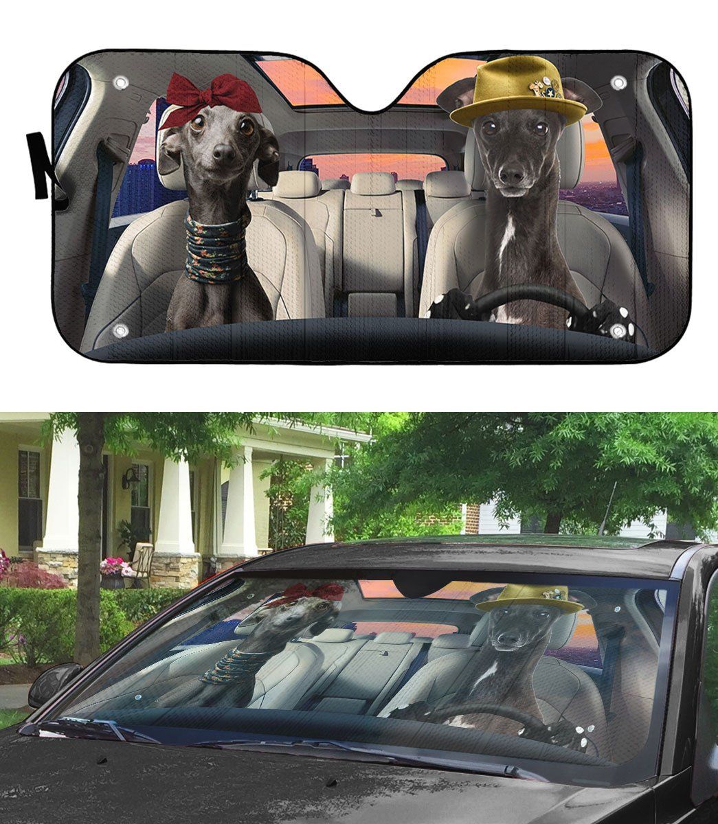 Gearhumans 3D Italian Greyhound Dog Auto Car Sunshade