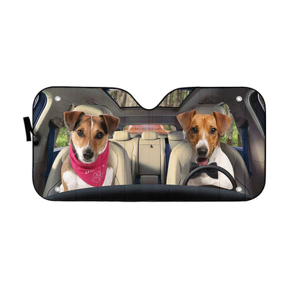 Gearhumans 3D Jack Russell Terrier Dog Auto Car Sunshade