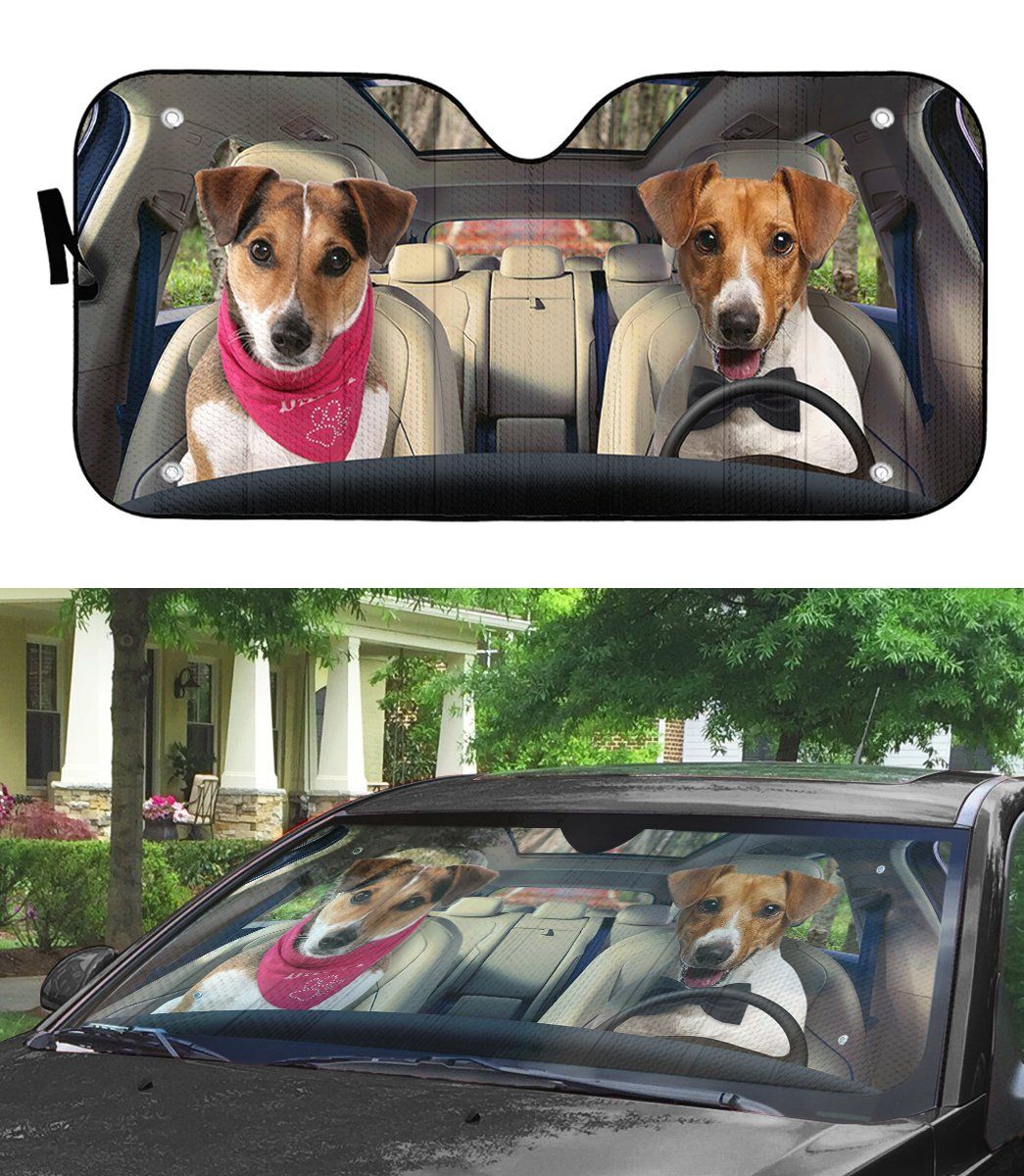 Gearhumans 3D Jack Russell Terrier Dog Auto Car Sunshade