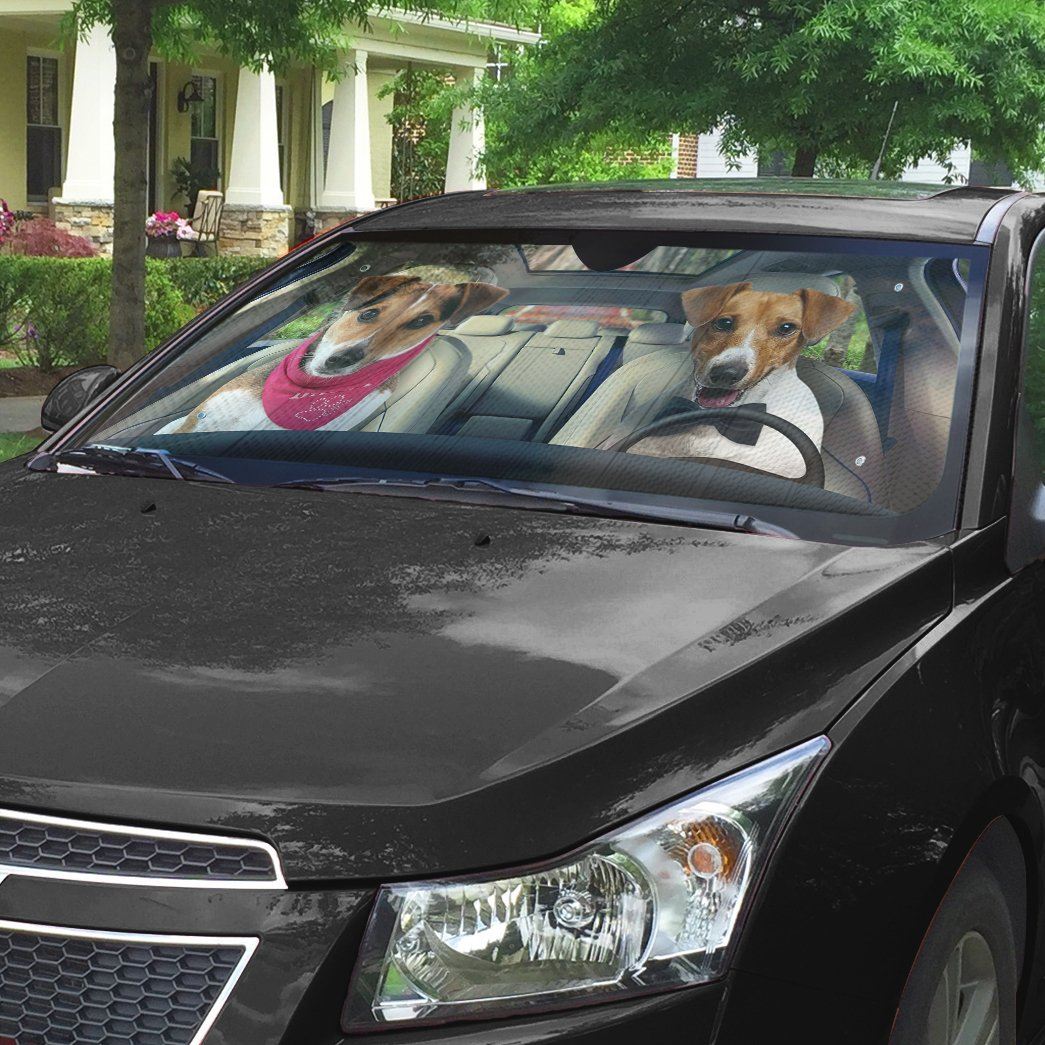 Gearhumans 3D Jack Russell Terrier Dog Auto Car Sunshade
