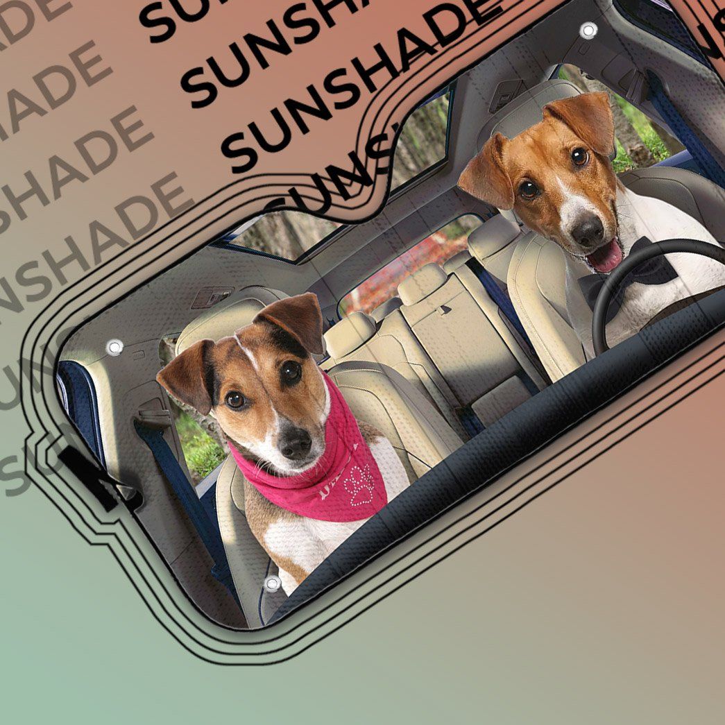 Gearhumans 3D Jack Russell Terrier Dog Auto Car Sunshade