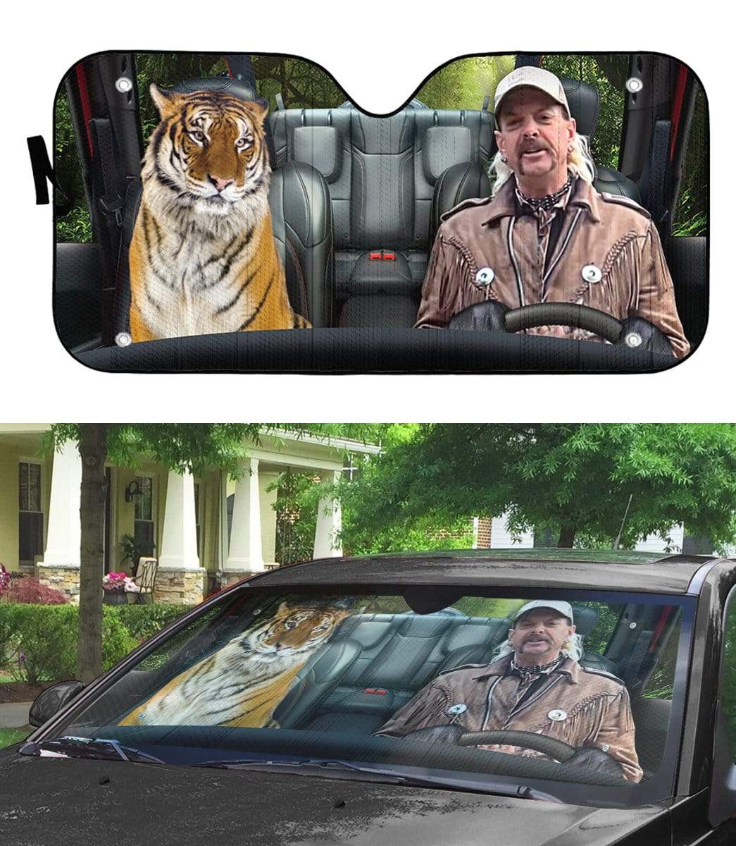 Gearhumans 3D Joe Exotic Tiger King Custom Car Auto Sunshade