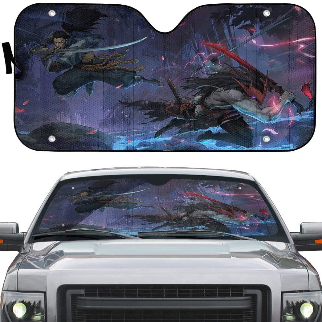 Gearhumans 3D Kin of Stained Blade Custom Auto Car Sunshade