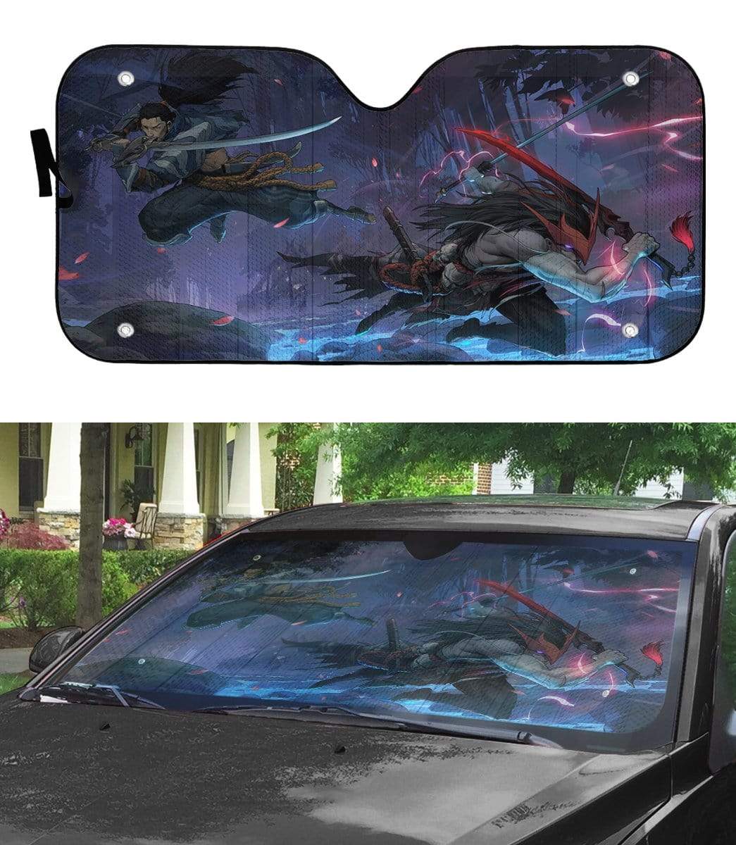Gearhumans 3D Kin of Stained Blade Custom Auto Car Sunshade
