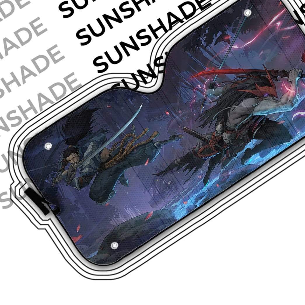 Gearhumans 3D Kin of Stained Blade Custom Auto Car Sunshade