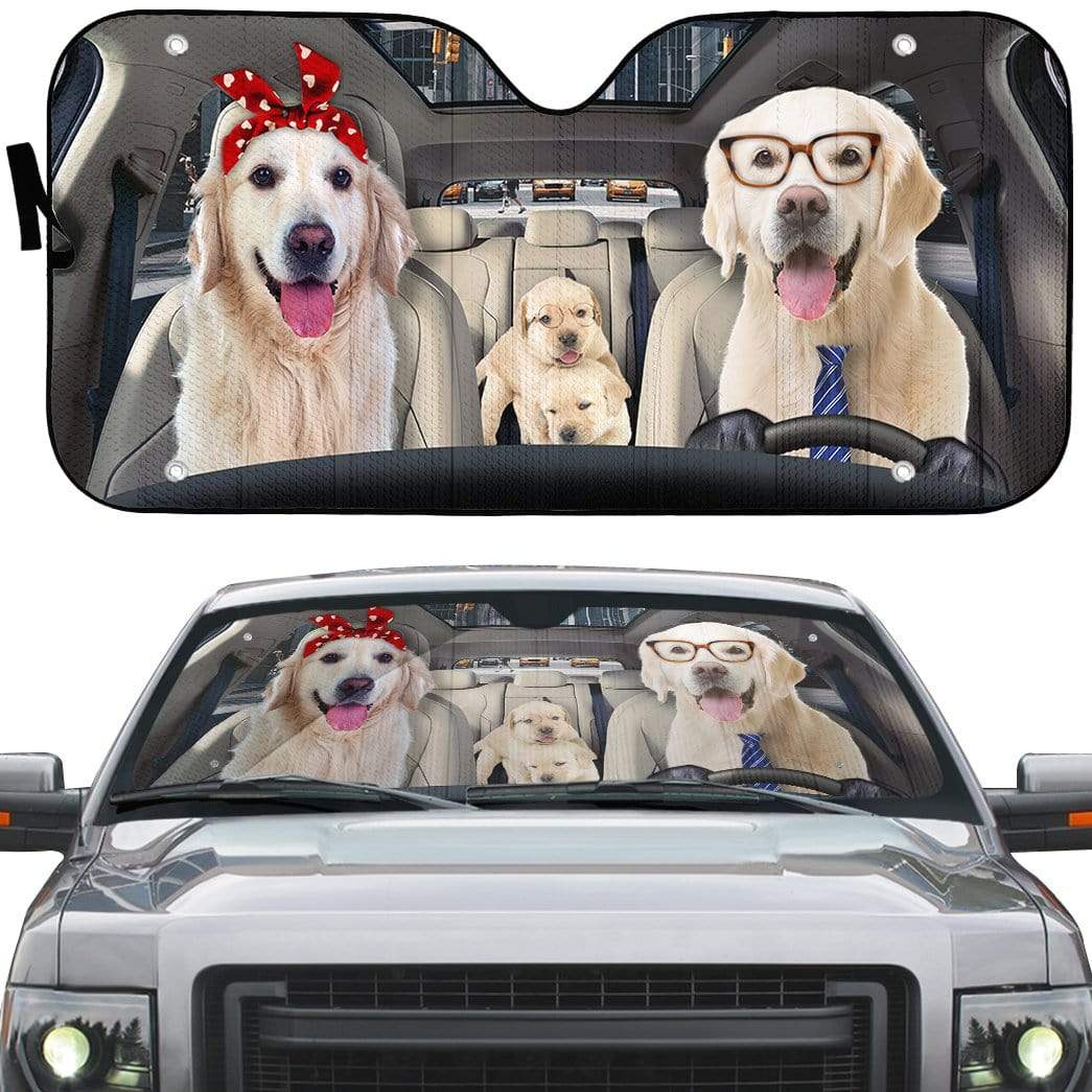 Gearhumans 3D Labrador Retriever Family Custom Car Auto Sunshade