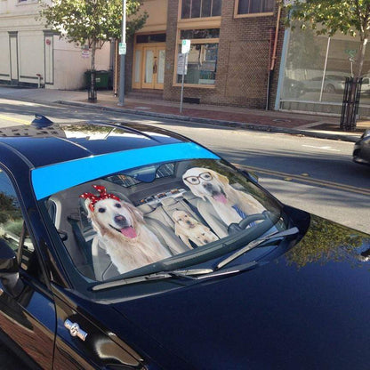 Gearhumans 3D Labrador Retriever Family Custom Car Auto Sunshade
