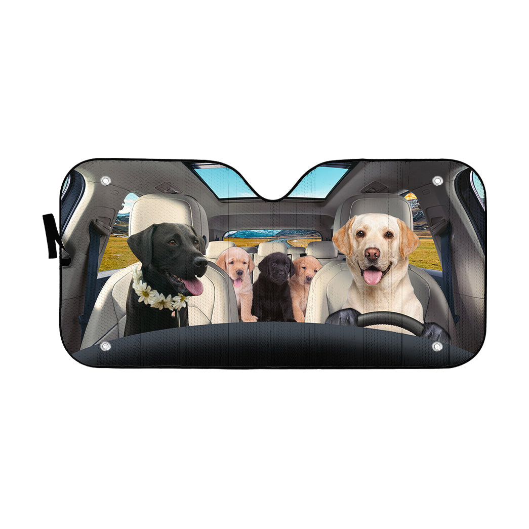 Gearhumans 3D Labrador Retriever Family Custom Car Auto Sunshade