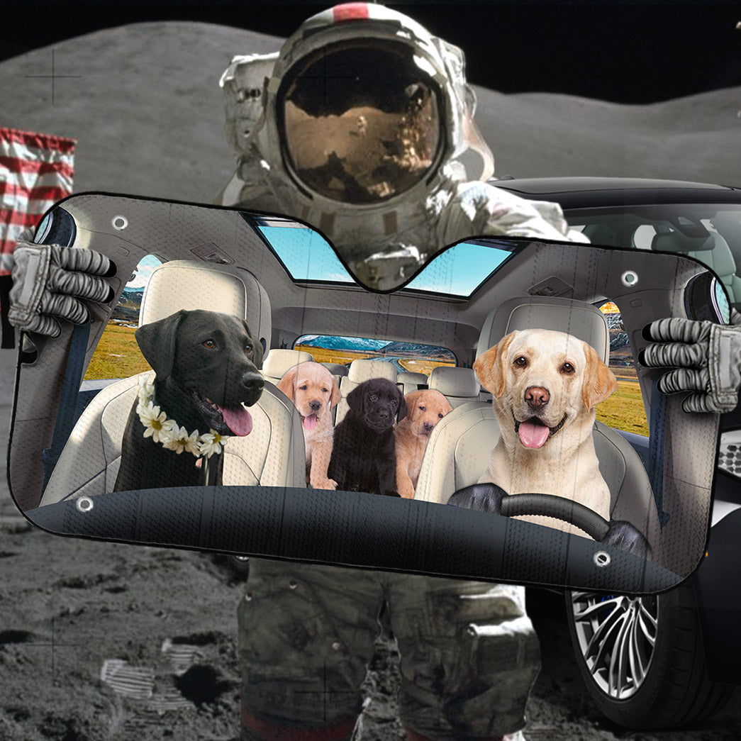 Gearhumans 3D Labrador Retriever Family Custom Car Auto Sunshade