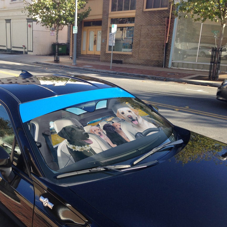 Gearhumans 3D Labrador Retriever Family Custom Car Auto Sunshade