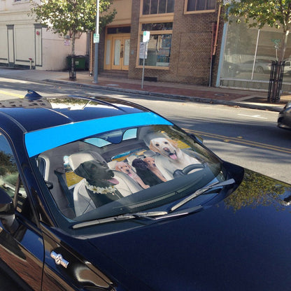 Gearhumans 3D Labrador Retriever Family Custom Car Auto Sunshade