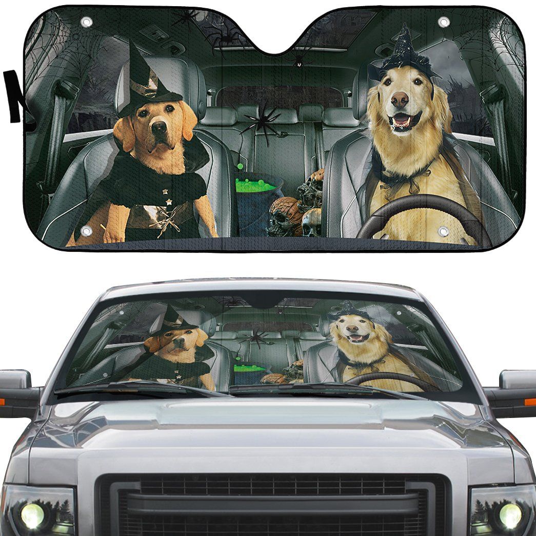 Gearhumans 3D Labrador Retriever Witch Cosplay Custom Car Auto Sunshade