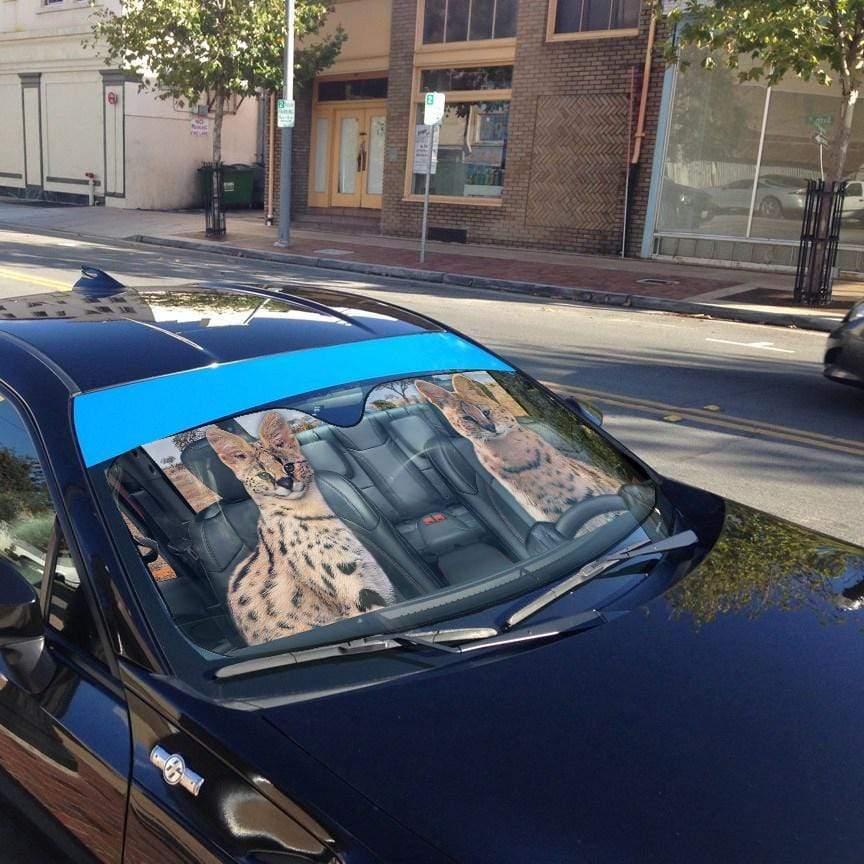 Gearhumans 3D Leptailurus Serval Cat Custom Car Auto Sunshade