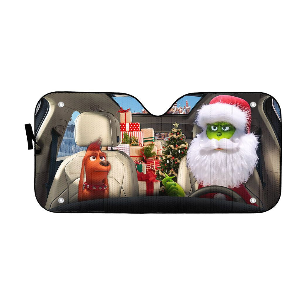 Gearhumans 3D Max The Dog And Green Grin Ver Santa Custom Car Auto Sunshade