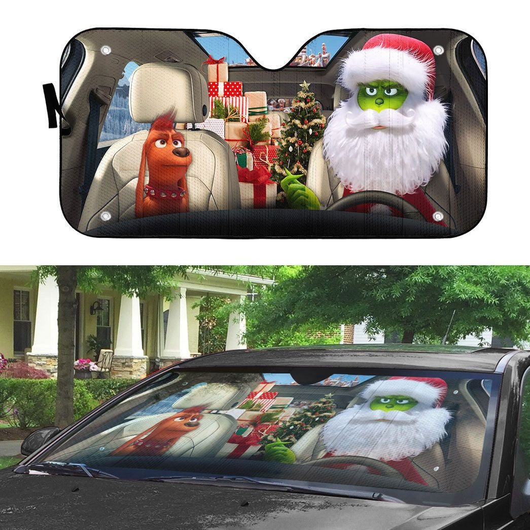 Gearhumans 3D Max The Dog And Green Grin Ver Santa Custom Car Auto Sunshade
