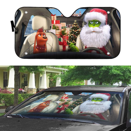 Gearhumans 3D Max The Dog And Green Grin Ver Santa Custom Car Auto Sunshade