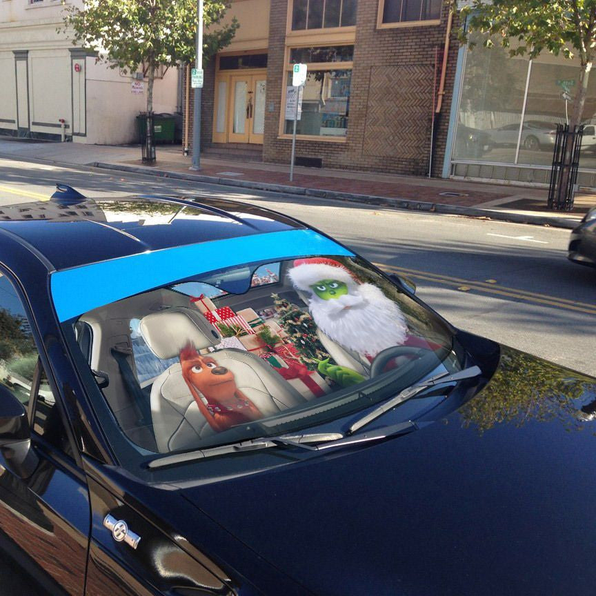 Gearhumans 3D Max The Dog And Green Grin Ver Santa Custom Car Auto Sunshade