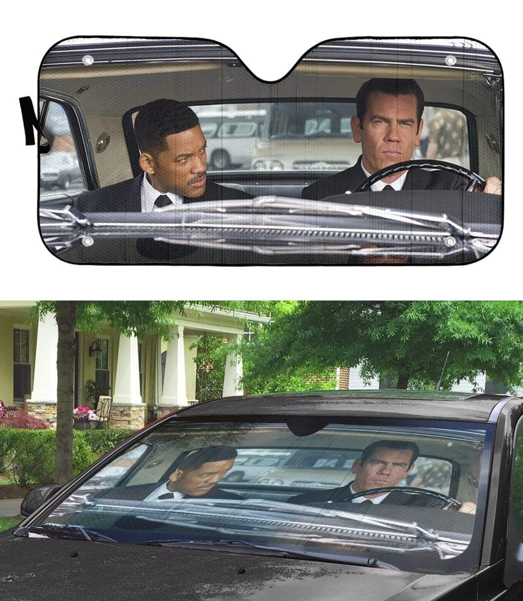 Gearhumans 3D Men In Black Custom Car Auto Sunshade