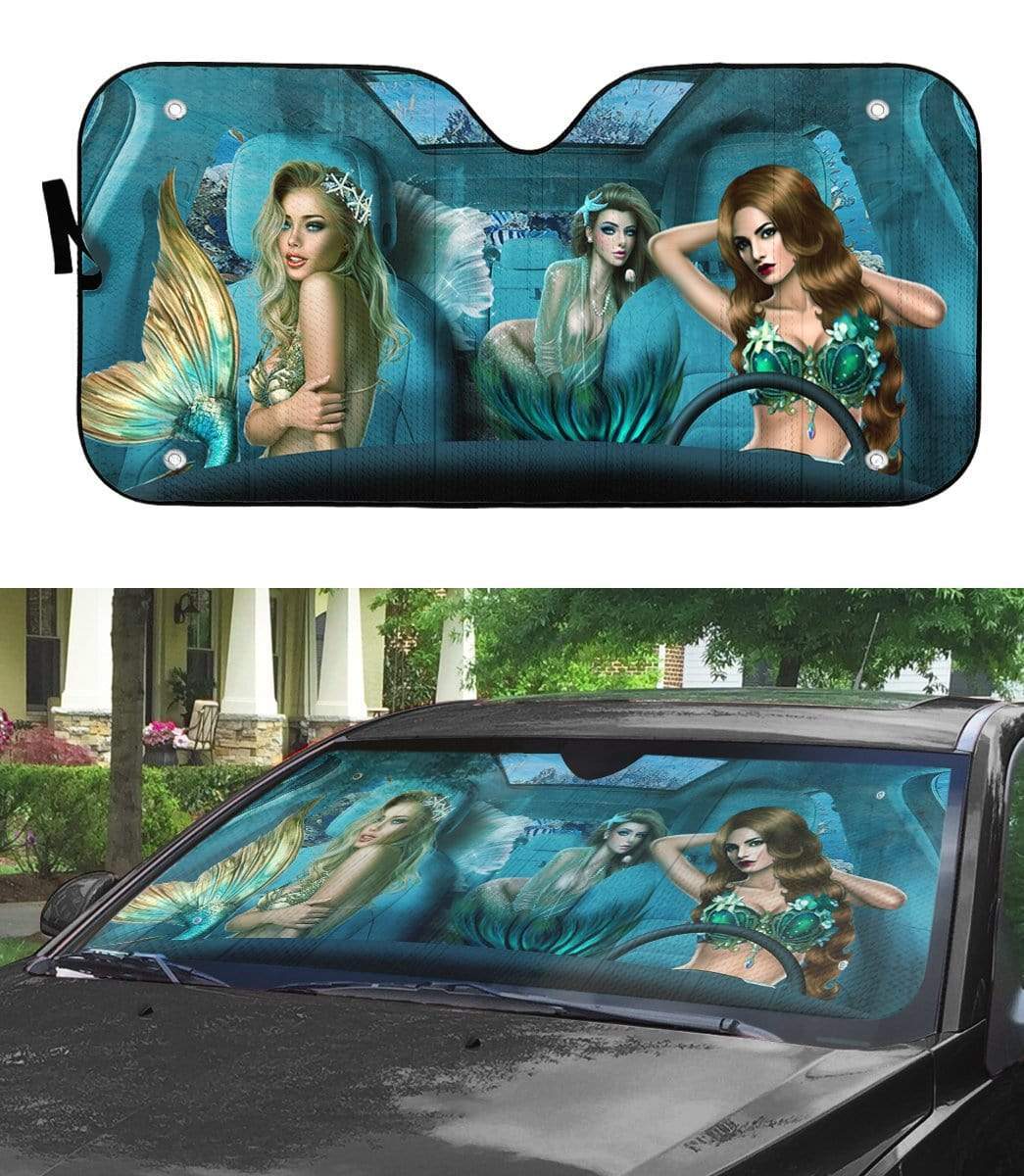 Gearhumans 3D Mermaid Custom Car Auto Sunshade