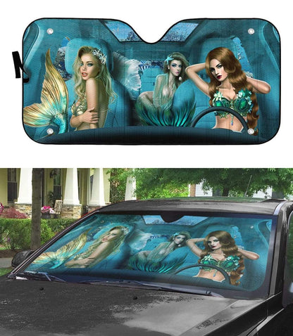 Gearhumans 3D Mermaid Custom Car Auto Sunshade