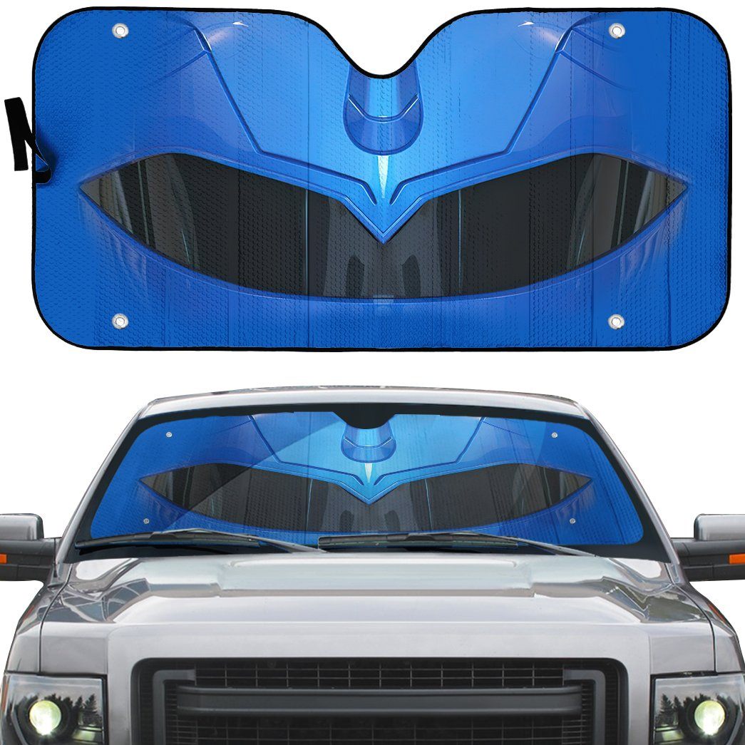 Gearhumans 3D Mighty Morphin Blue Power Ranger Helmet Custom Car Auto Sunshade