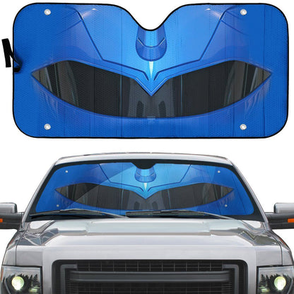 Gearhumans 3D Mighty Morphin Blue Power Ranger Helmet Custom Car Auto Sunshade