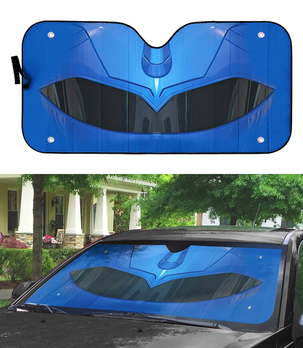Gearhumans 3D Mighty Morphin Blue Power Ranger Helmet Custom Car Auto Sunshade