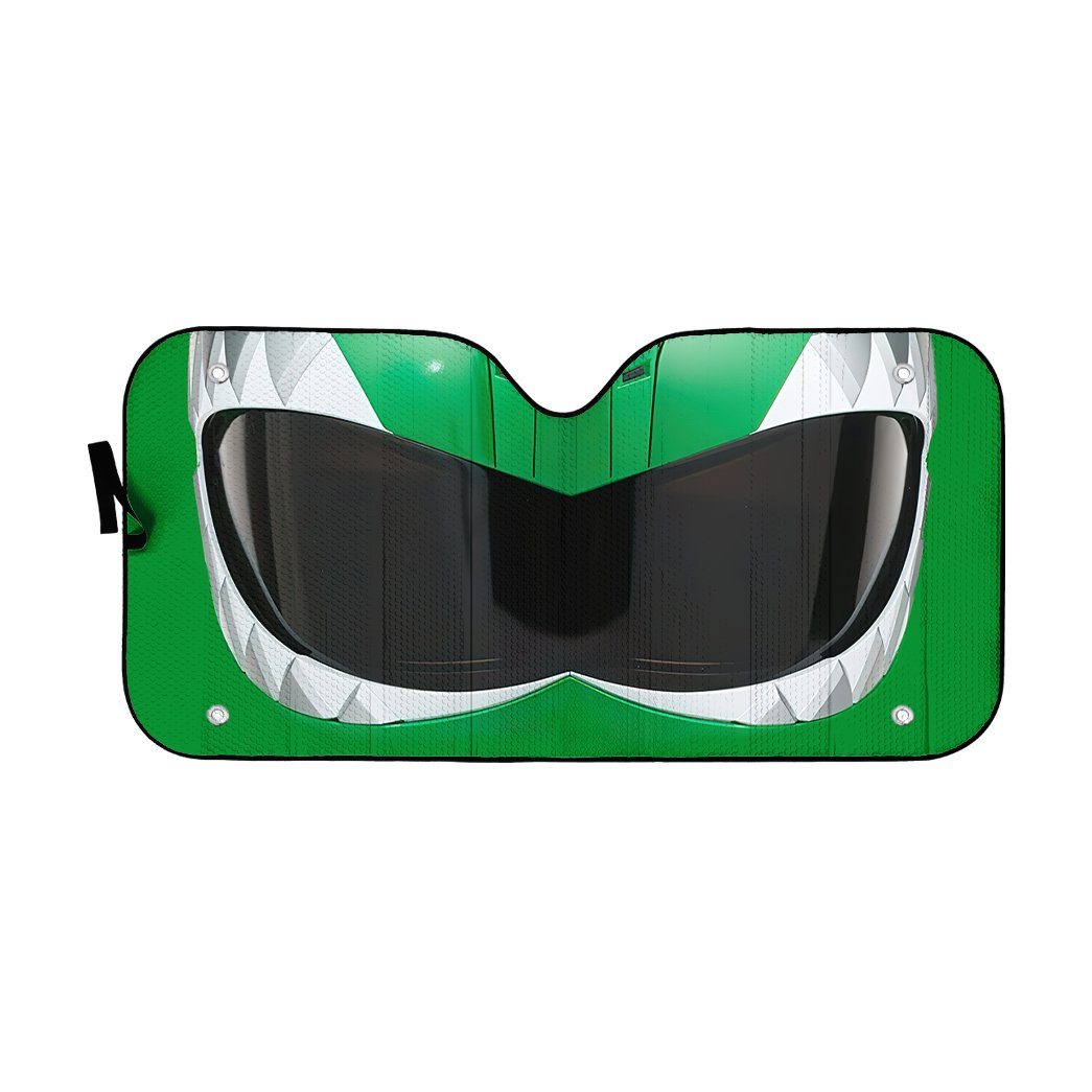 Gearhumans 3D Mighty Morphin Green Power Ranger Helmet Custom Car Auto Sunshade