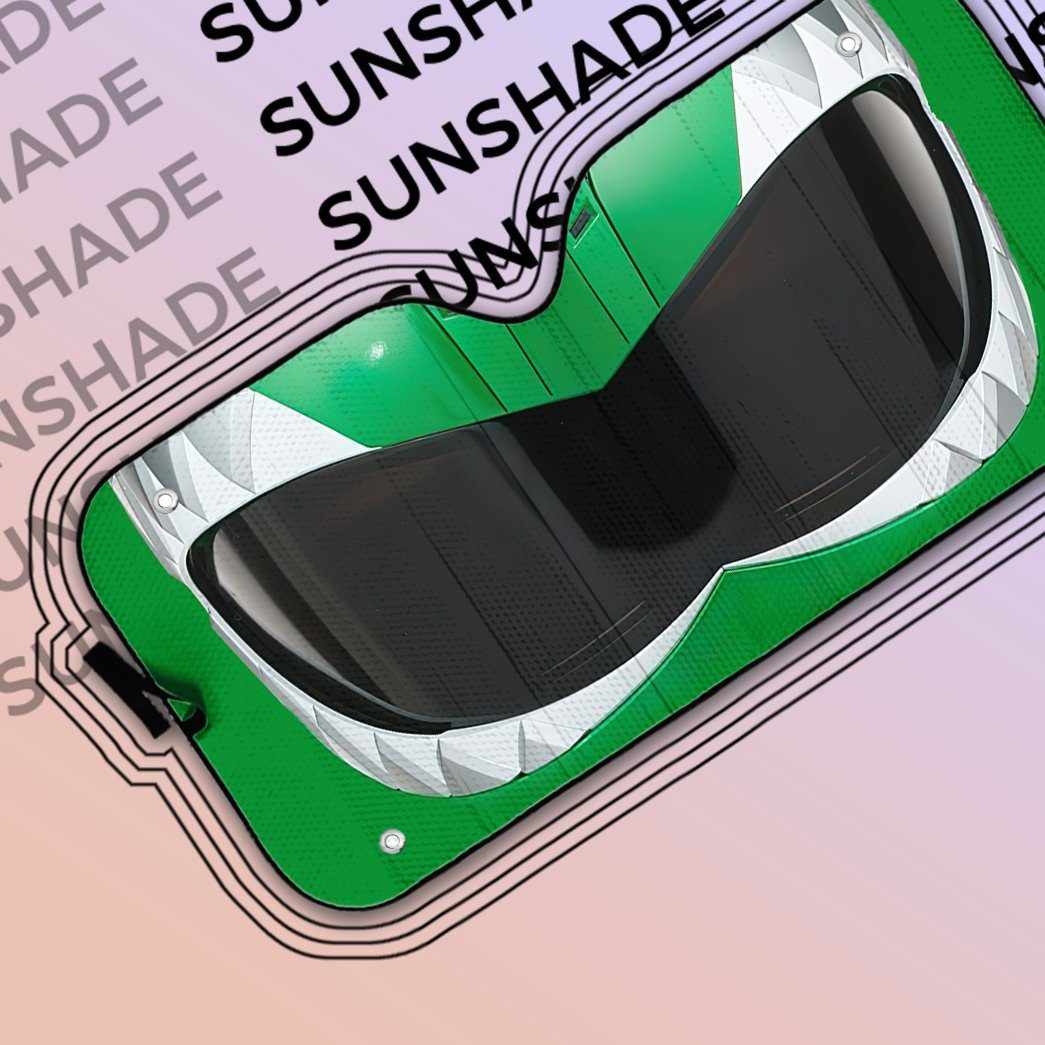 Gearhumans 3D Mighty Morphin Green Power Ranger Helmet Custom Car Auto Sunshade