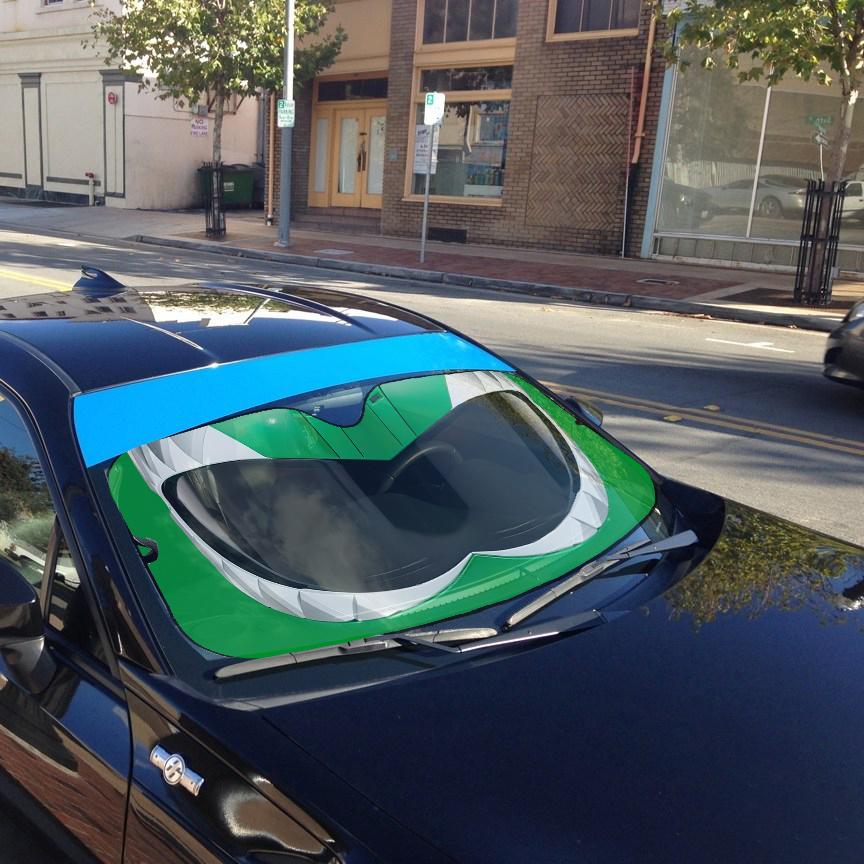 Gearhumans 3D Mighty Morphin Green Power Ranger Helmet Custom Car Auto Sunshade