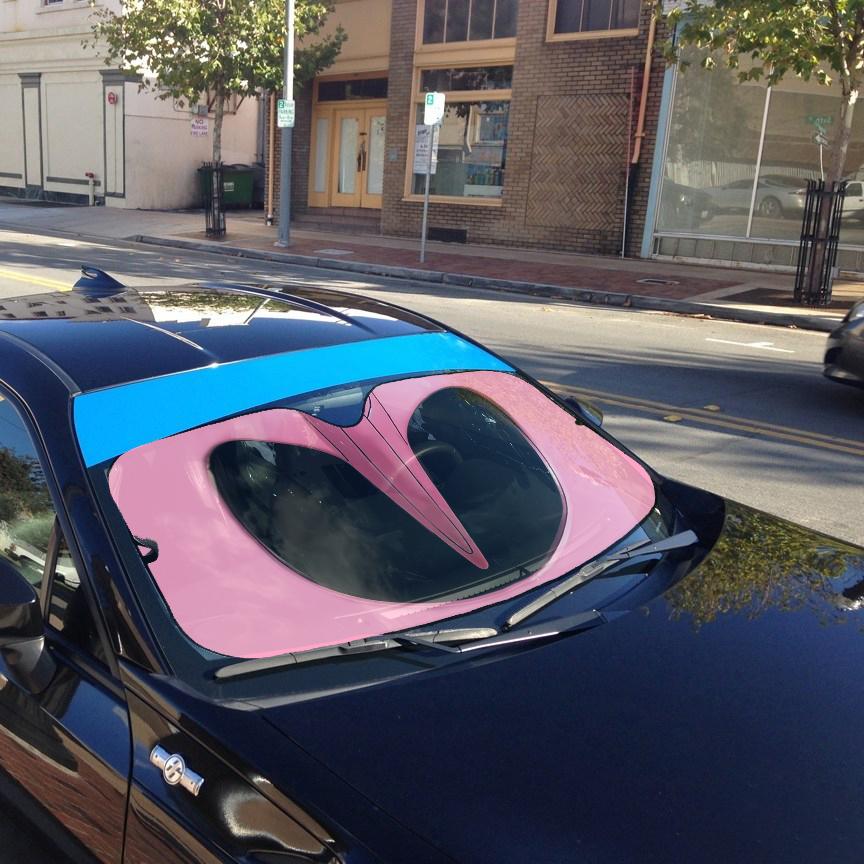 Gearhumans 3D Mighty Morphin Pink Power Ranger Helmet Custom Car Auto Sunshade