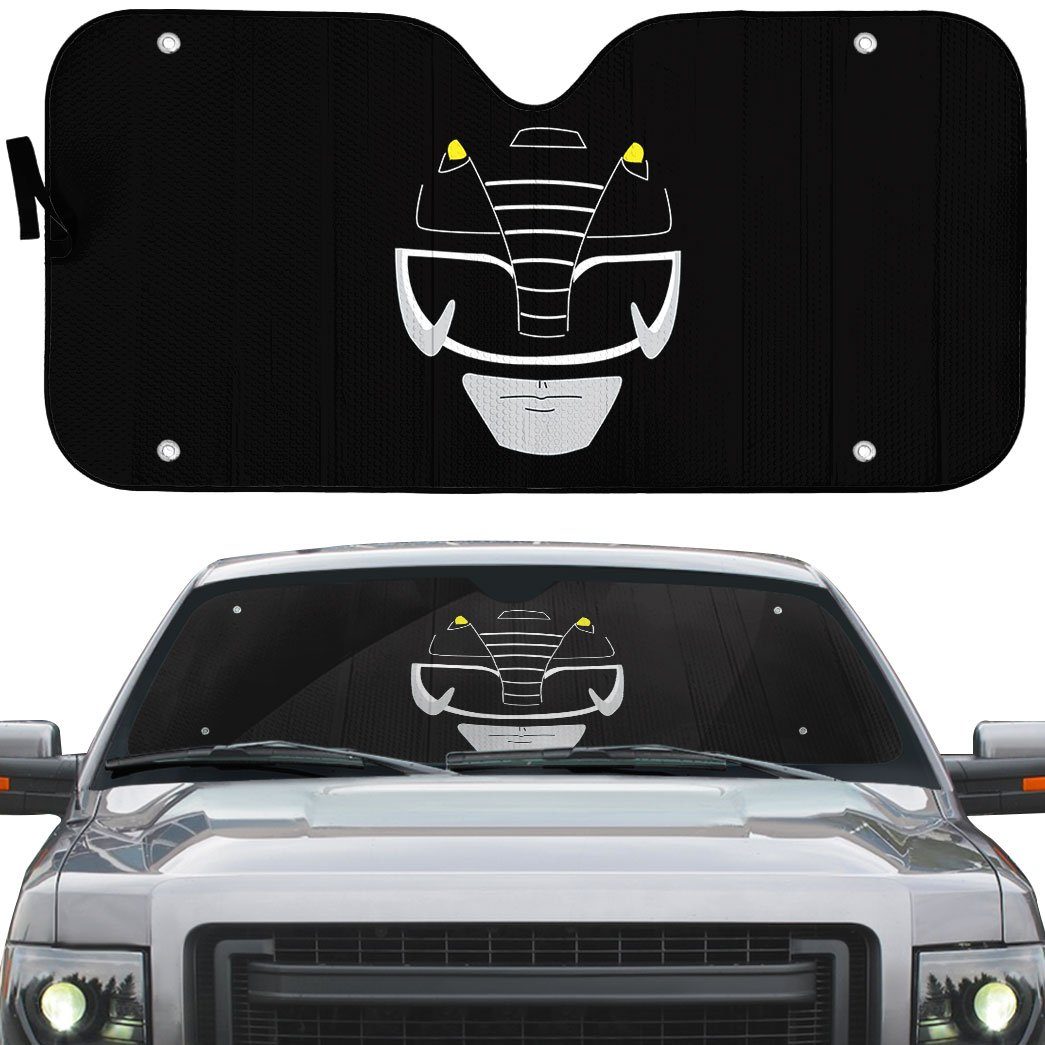 Gearhumans 3D Mighty Morphin Power Rangers Black Ranger Custom Car Auto Sunshade