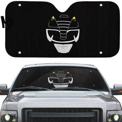 Gearhumans 3D Mighty Morphin Power Rangers Black Ranger Custom Car Auto Sunshade